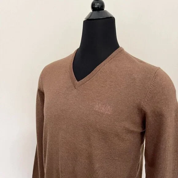 New Armani Collezioni V neck Brown Sweater XXL size